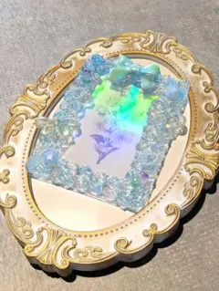 トレカケース　硬質カードケース　ラメ　水色　チューリップ　ホイップクリームのり