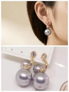 18K RGP ゴールド ダイヤ CZ パール ピアス gp5244