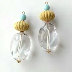 天然石ターコイズ×アクリルパーツピアスイヤリング　ハンドメイド