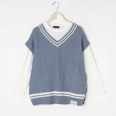 【人気】Lovetoxic/ラブトキシック ニットベスト長袖TシャツSET140