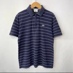 LACOSTE ラコステ ジップ ポロシャツ ボーダー 紺