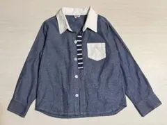 ネイビー 長袖シャツ ストライプデザイン 120cm