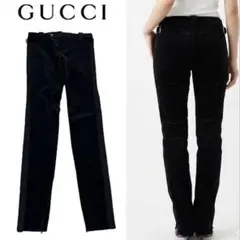 GUCCI グッチ スリムベロアパンツ 48【未使用】 GUCCI グッチ レザーコンビスリムベロアパンツ 48【三重本店】 - メルカリ