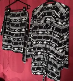 80’s 90’s ネイティブ柄　フードシャツ スカートセット　日本製