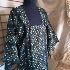 細袖の可愛い絣のひっぱり　ボロ　古布リメイク　素材　ハンドメイド