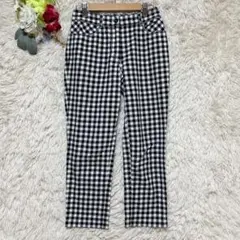 美品✨【ブルマリン】(38 M)ストレートパンツ ギンガムチェック 白黒 通勤のサムネイル