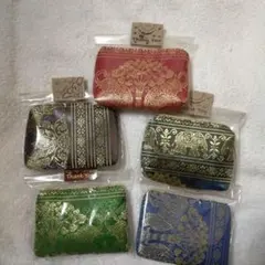 キラキラ 小銭入れ タイ バンコク　赤色　青　緑　紫　象 ポーチ お土産 5個のサムネイル