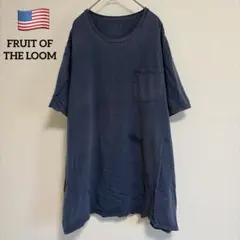 【US古着】フルーツオブザルーム ポケットTシャツ フェードネイビー 3L