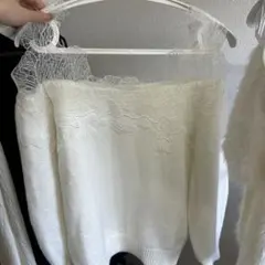 スナイデル SNIDEL 25秋冬 レーストリミングニットプルオーバー 長袖