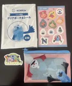 スンスン スシロー コラボ クリアポーチ&シール ピックセット