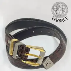 美品 ジャンニヴェルサーチ ベルト メデューサ クロコ型押し