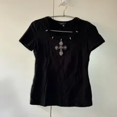 エポカ　ビーズ装飾 黒 半袖Tシャツ 40のサムネイル