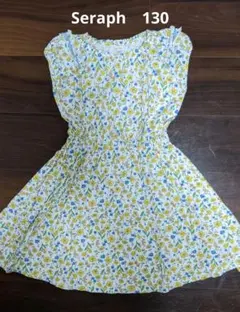 Seraph(セラフ) ノースリーブワンピース 花柄 ブルーイエロー 130