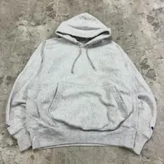 Champion　リバースウィーブ　パーカー　M　杢グレー　古着　企業刺繍