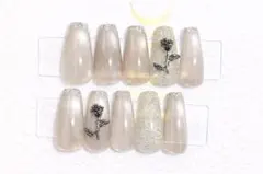 no.15スナ系　ワンホン　ウェディングネイル　オーダーネイル　マグネットネイル