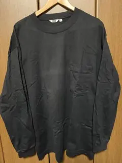 UNIQLO ユニクロ クルーネックTシャツ 長袖ポケット付 ブラック XL