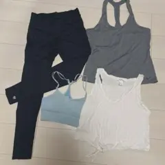ヨガ・ピラティスウェアセット（黒・グレー・水色・白）