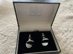 シルバー ブラック 円形カフリンクス