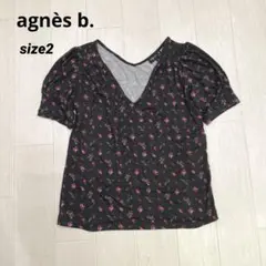 agnès b. アニエスベー 花柄 半袖 パフスリーブカットソー トップス