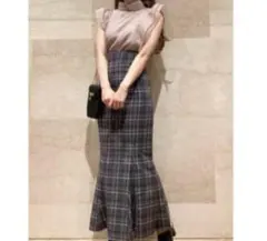チェックロングスカート
