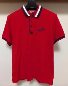 一度のみ着用　鹿島アントラーズ　ネイビー/レッド 半袖ポロシャツ Lサイズ 一度のみ着用 鹿島アントラーズ ネイビー/レッド 半袖ポロシャツ L