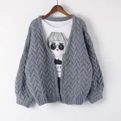 グレー☆韓国風☆可愛い☆カーディガン☆アウター☆ニット☆ゆったり☆大きめ☆原宿系