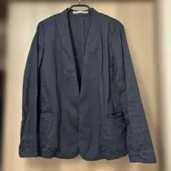 Theory luxe ノーカラージャケット ネイビー リネンのサムネイル