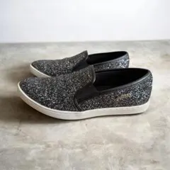【美品】＋diana グリッター ラメ ブラック スリッポン ポインテッドトゥ