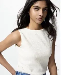 ユニクロ シャーリングボートネックT（ノースリーブ） Lサイズ