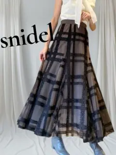 【美品】snidel シアー スカート フレア ロング チェック Sのサムネイル