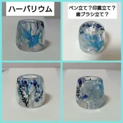 ハーバリウム　ハーバーリウム　 ペン立て？　歯ブラシ立て？ 印鑑立て？　青のサムネイル