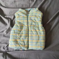 ベビーベスト 95cm 水色 チェック