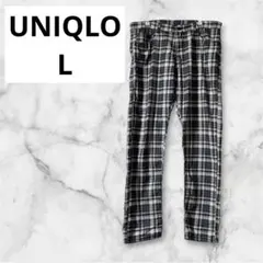 UNIQLO ユニクロ　メンズ　チェック柄　カジュアルパンツ　ネイビー　Lサイズ