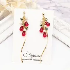 ▷512 ガラス×チェコビーズ×パール ピアス・イヤリング ハンドメイド