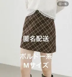 Heather ヘザー　アソートチェックタイトミニスカート　ボルドー系　Mサイズ