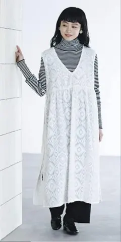 natural by clip◼️ダブルフロントカットジャガードベストワンピース