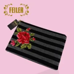 【新品未使用】FEILER フェイラー ポーチ シュニール織 花柄 ボーダー