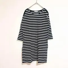 ローリーズファーム　ワンピース　膝丈　L ボーダー　七分袖　シンプル　カジュアル