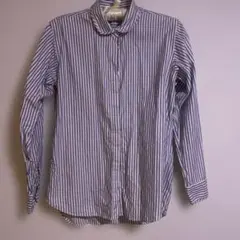 青と白のストライプ 長袖シャツ　INES