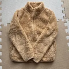 ベージュ フリースジャケット ジップアップ