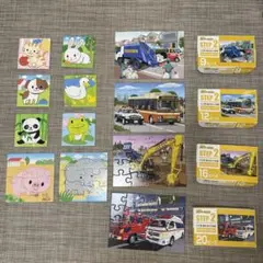 くもんのジグソーパズル　ステップ1 どうぶつ　ステップ2 いくぞはたらくくるま