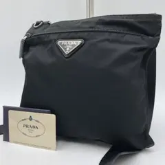 近現行/美品】プラダ サコッシュ 三角ロゴ 黒 白タグ カード付 BT0175 