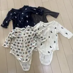 ベビー肌着 4枚セット 長袖 動物柄 月柄