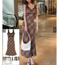 新品♥チェック柄キャミソールニットワンピースМサイズ