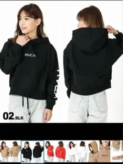 RVCA レディース パーカー ブラック　クロップドパーカー　S ショート丈のサムネイル