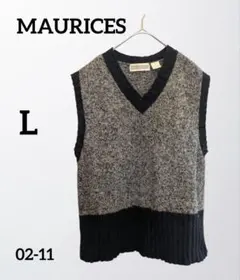 MAURICESモーリス 100%ウール Vネックニットベスト L海外輸入古着