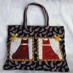 ハンドメイド　レッスンバッグ　トートバッグ　通園バッグ　ねこ