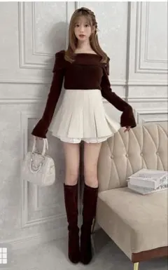 インパン裏地付きフリルツイードプリーツミニスカート【gm838】