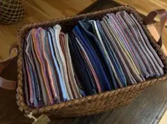 No.209-3リネンハギレ5枚セット 多色の生地 はぎれセット