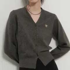 GENERAl IDEA 刺繍ロゴプレート付　グレー　カーディガン Lサイズ